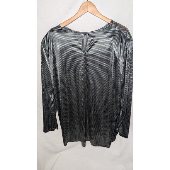 Vtg Fundamental Things Wmns Long Sleeve Polka Dot black Blouse Sz 40/20 Sheer - Picture 5 of 7